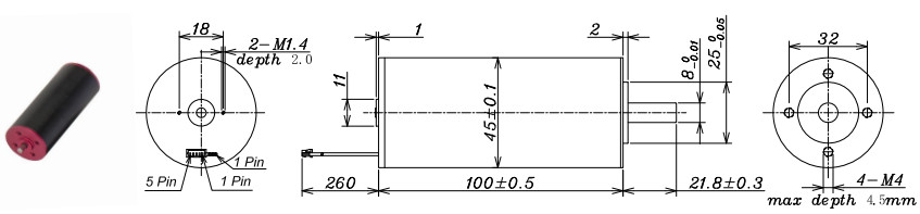 24V High Power Brushless Motor , High Rpm Bldc Motor 45mm Diameter