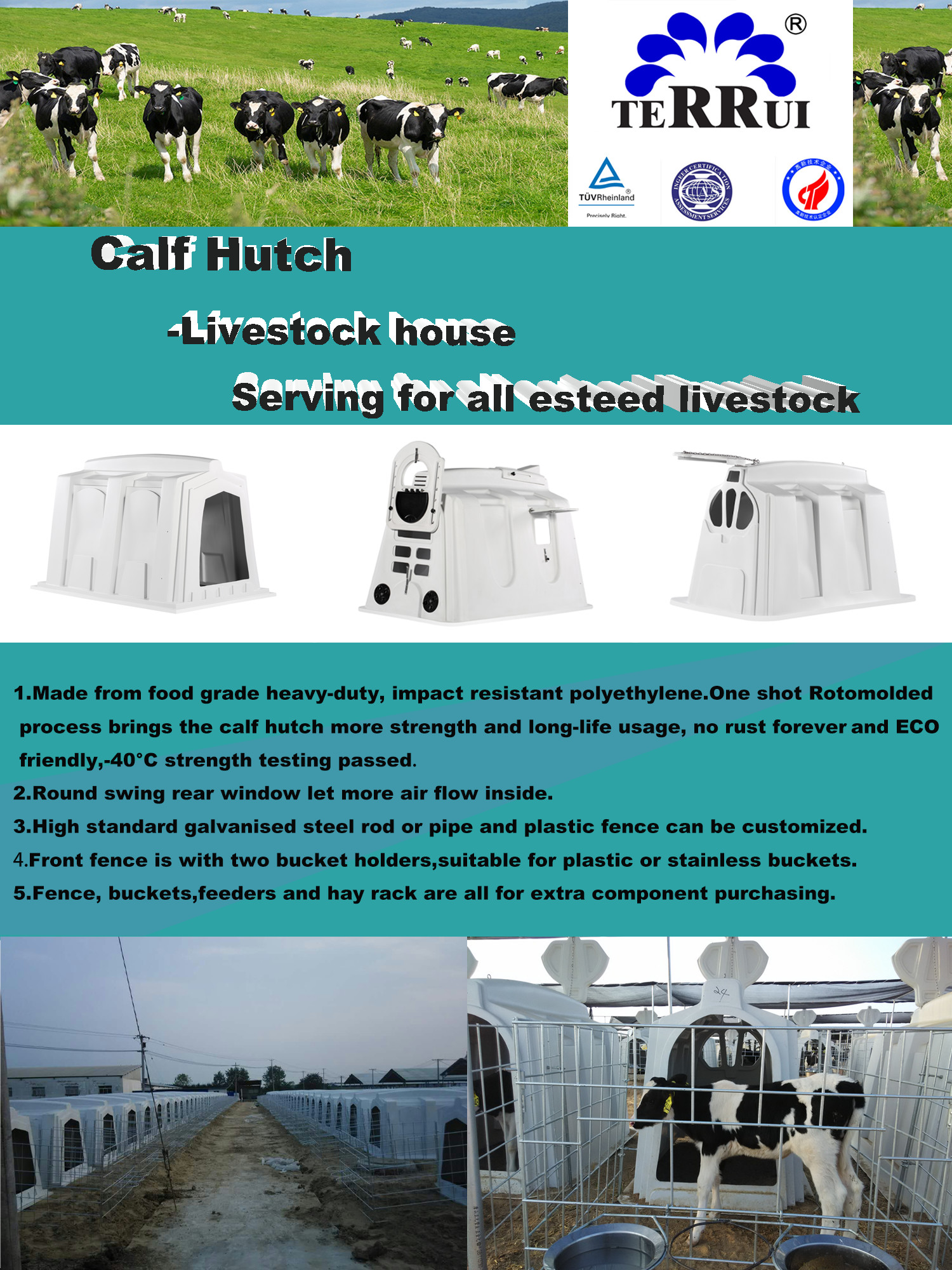 67.5kg 8mm Hot Dip Galvanised Steel Dairy Calf Hutches