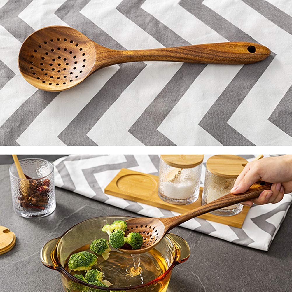 acacia Wooden Cooking Utensil Set Non Toxic Wooden Spatula For Nonstick