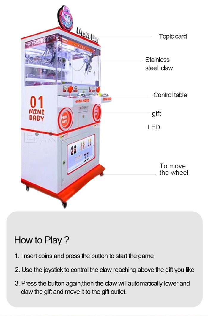 Mini Baby 2 People Coin Operated Arcade Machines Doll Claw Machine