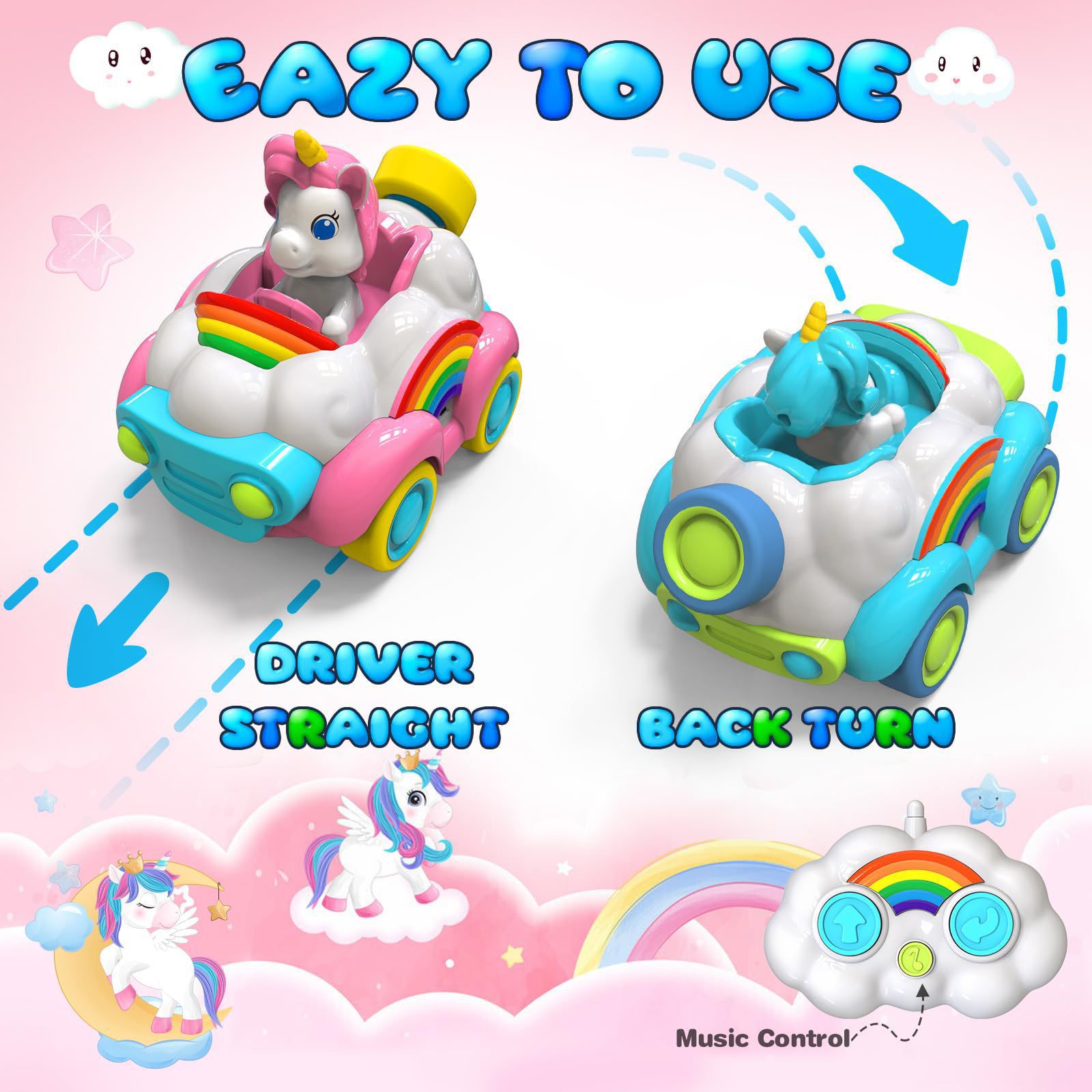 Radio Control Toys for Kids 2 Pack Cartoon Remote Control Cars Age Range 2 to 4 Years