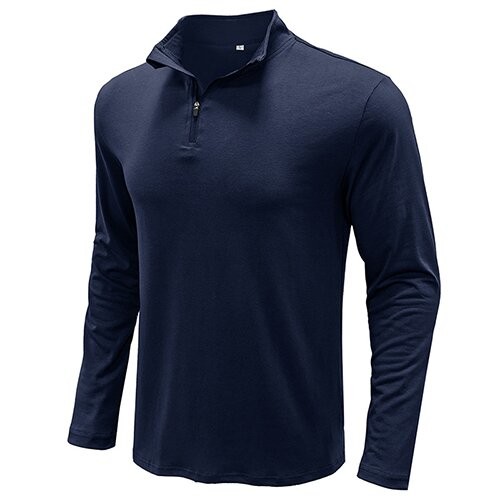 OEM maufactory Autumn Winter European American Stand Up Collar Solid Color POLO Men'S Long Sleeve