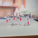 14oz Chili Decorative DOF Glass Heart Shape Water Tumbler Glasses Mexico Rock