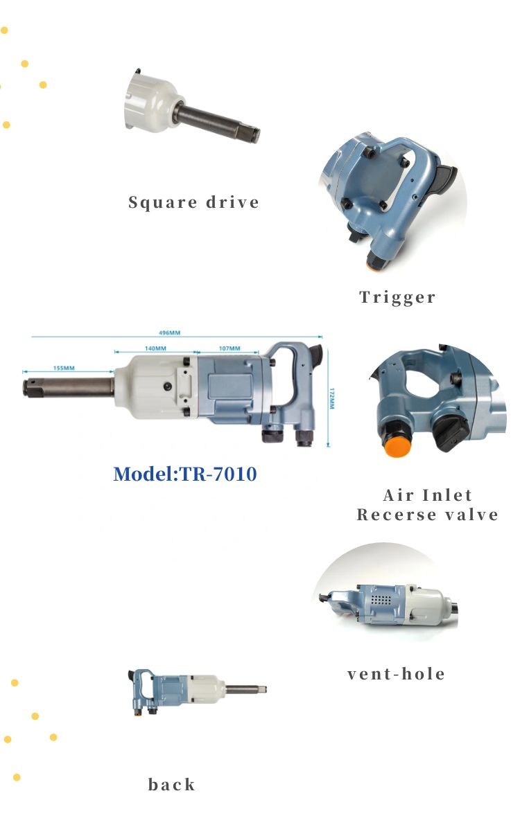 1inch Square Drive Twin Hammer Impact Wrench 8 Inch Anvil Length