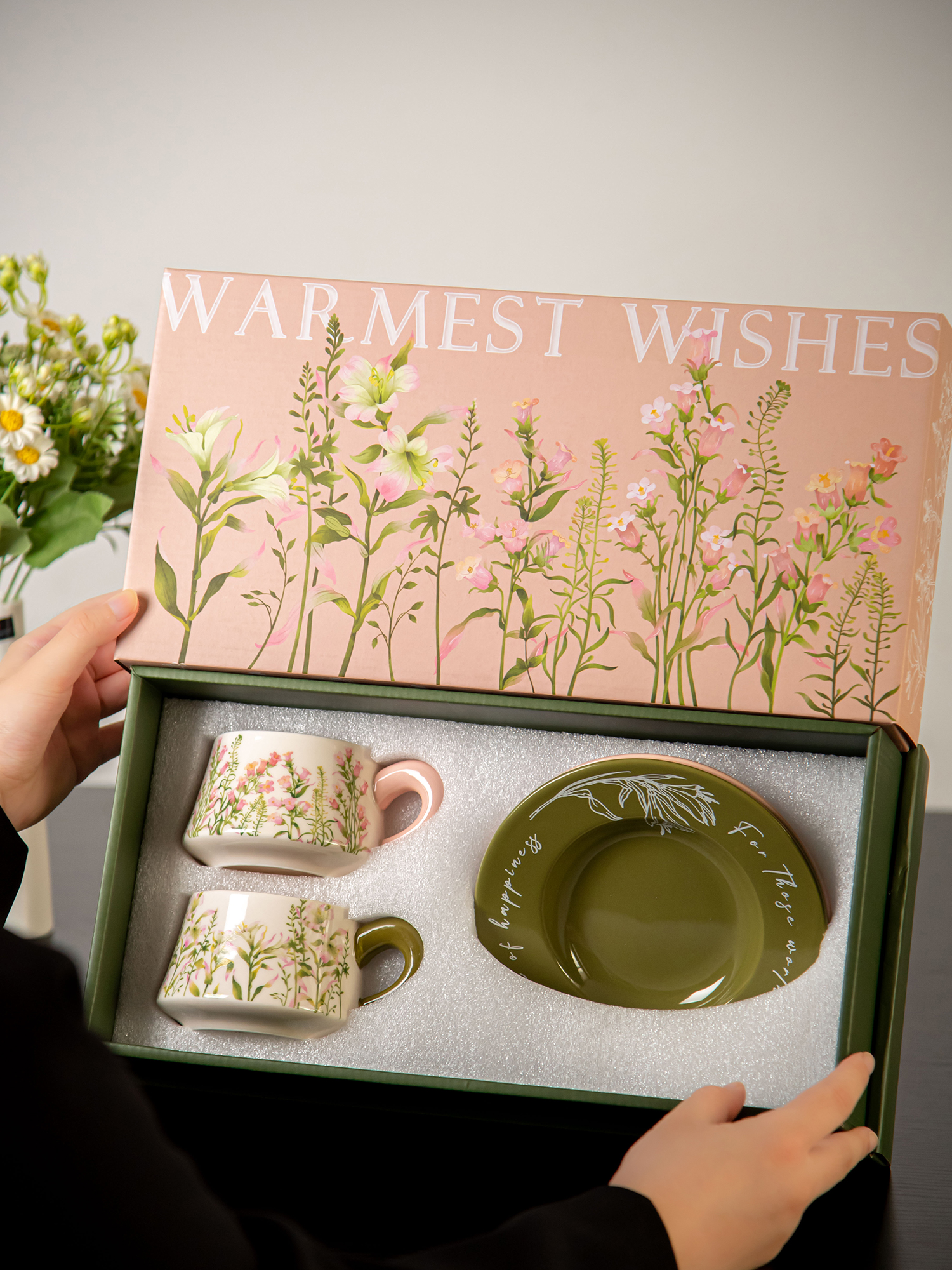 Lily Wind Bell Floral Cups And Saucers Set Perfect Gift For Business Occasions
