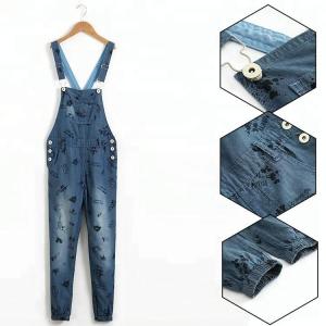 China 8 - 16 Years Teen Girls Denim Clothes Suspender Jeans Bib Pants Custom Design wholesale