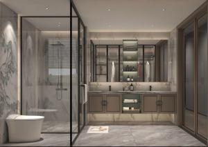 China Stainless Steel Chinese Style Bathroom Vanity Cabinet With Exquisite Floral Handles wholesale