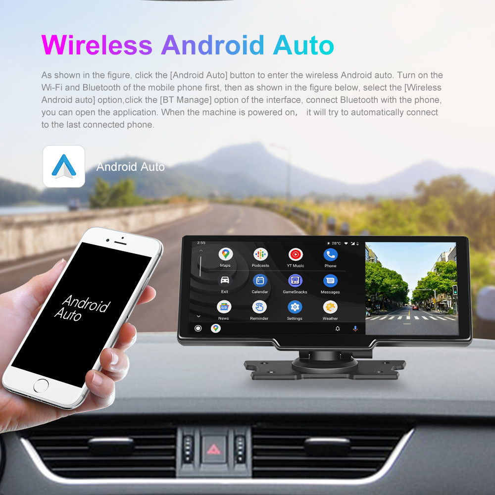 Dual Lens HD1080P Android Mp5 Carplay Dvd Player 10in Touch Screen 2.5K