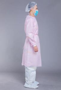 China SMS Surgical 35GSM PP PE Pink Disposable Isolation Gown wholesale
