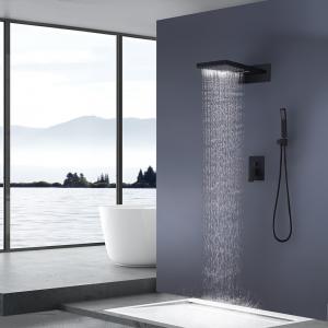 China 1 Handle 3 Spray wall mount shower faucet set With 9 In Waterfall Shower Head wholesale
