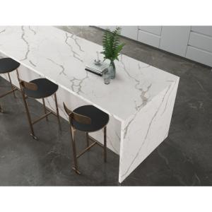 China Mineral Crystalline Silica Free Kitchen Island White Engineered Stone Scandinavian Style wholesale