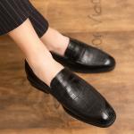 Textured ODM Mens Leather Dress Shoes Handmade Italian Style For Business Men
