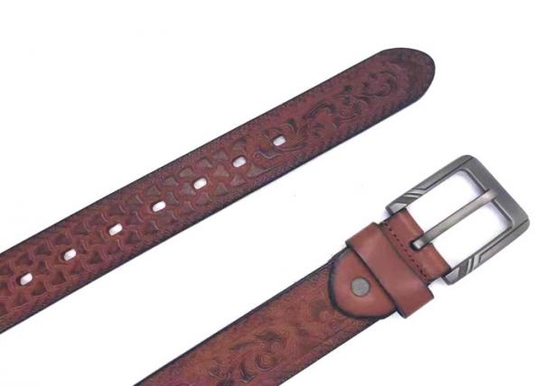 100-140cm Floral Mens Casual Western Leather Belts Square Alloy Buckle 38mm Wide