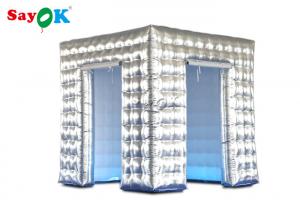 China Portable Photo Booth Silver Inflatable Cube Photo Booth With Two Doors For Trade Show wholesale