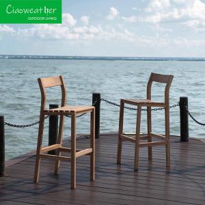 China Solid Wood Beach Bar Outdoor Waterproof Leisure Wood Bar Stool Furniture High Teak Chairs Customized Color Folded NO wholesale