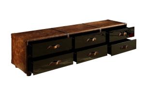 China Living Room Leather TV Stand Black Mirror Stainless Steel Automatic Rail Guide Drawers wholesale