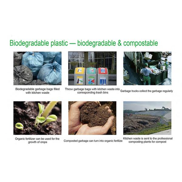 eco friendly wholesale cornstarch custom printed 100% biodegradable compostable plastic garbage bags on roll