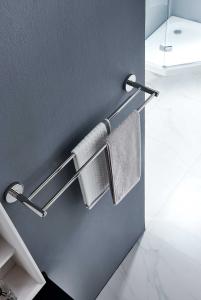China 650mm Double Bathroom Towel Bars Rack SUS304 Wall Mount Polished Finish wholesale