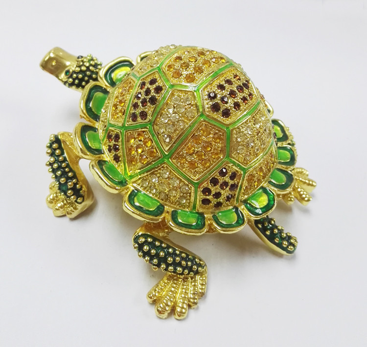 Custom Turtle shape zinc alloy gift jewelry boxes turtle trinket box jewelry box