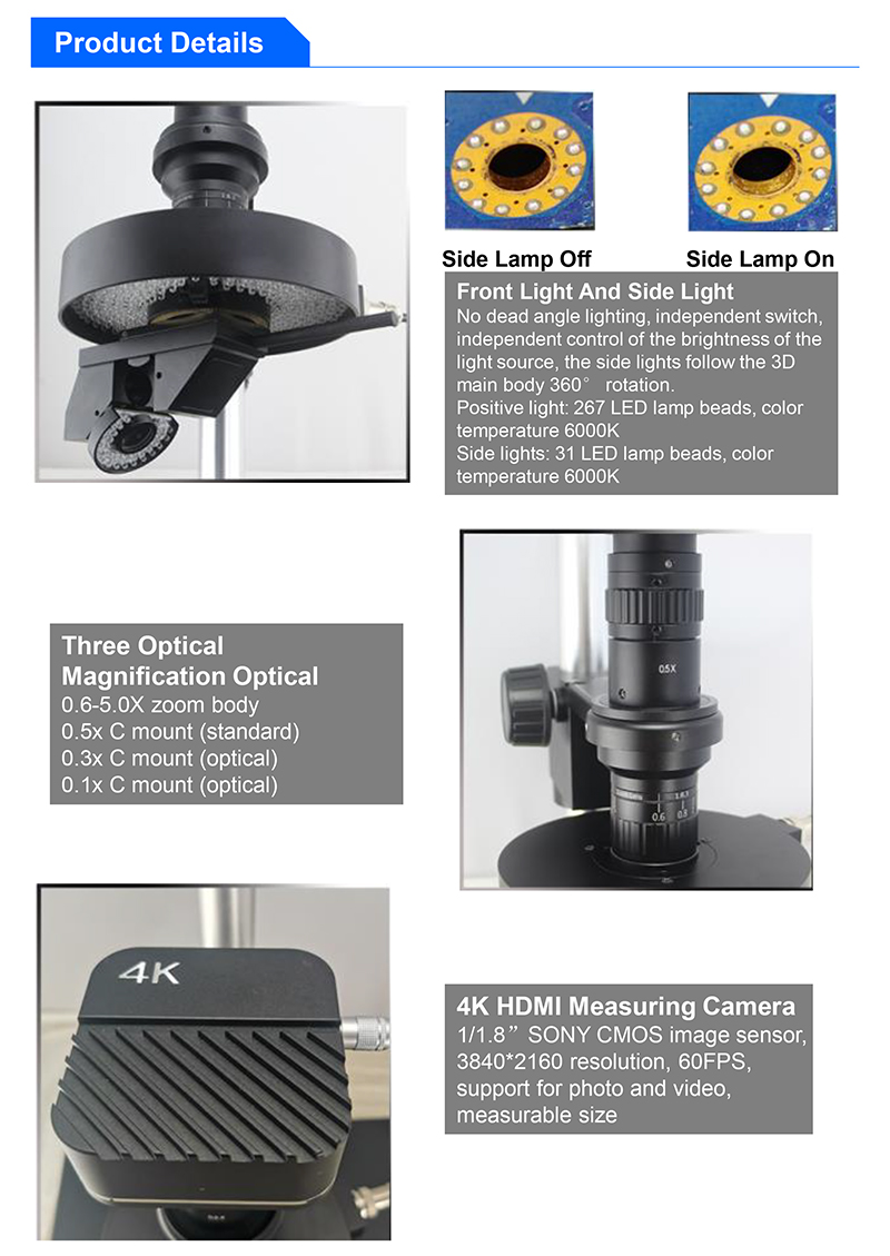 A21.1611 OPTO EDU 2D / 3d Video Microscope Auto Rotate Zoom Dual Light