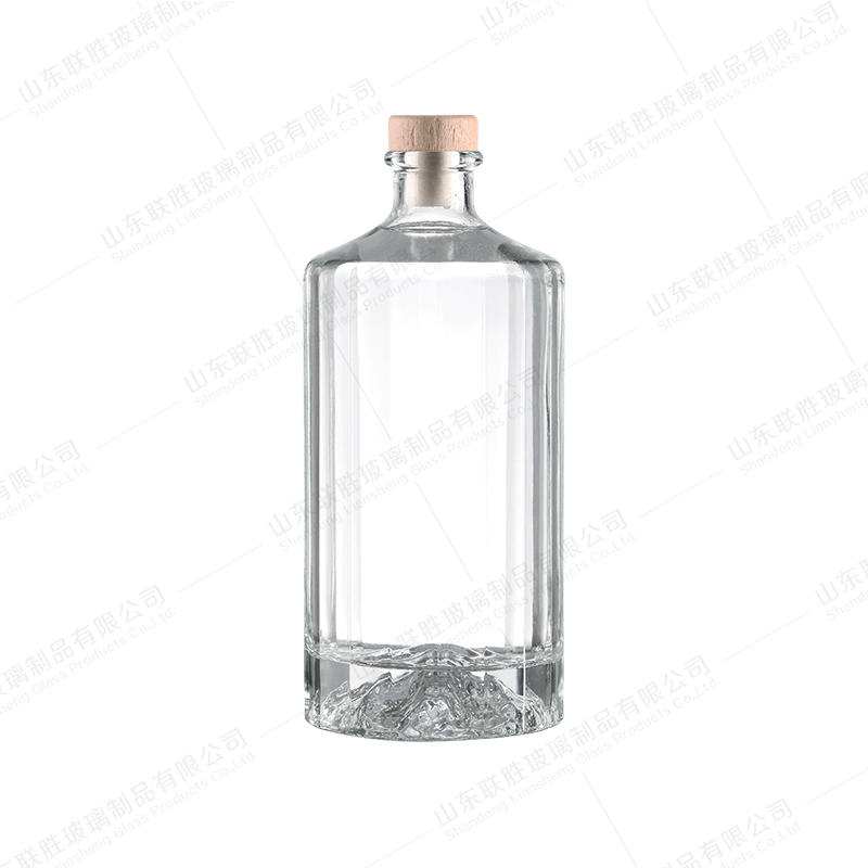 Accptable Clear Surface Handling 750ml Vodka Spirit Gin Rum Glass Liquor Bottle with Cork