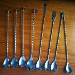 Stainless Steel Cocktail Twist Bar Spoon , Drink Mixing Spoon Customer Logo