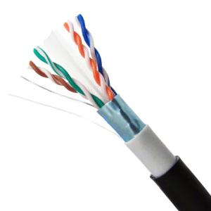 China Outdoor PE+PVC Jacket FTP CAT6 Cable Black Ethernet Cable Bare Solid Copper 1000FT wholesale
