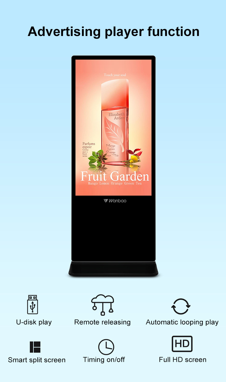 55 Inch Floor Stand Android Touch Screen Displays Advertising Players Ultra Thin Lcd Digital Signage