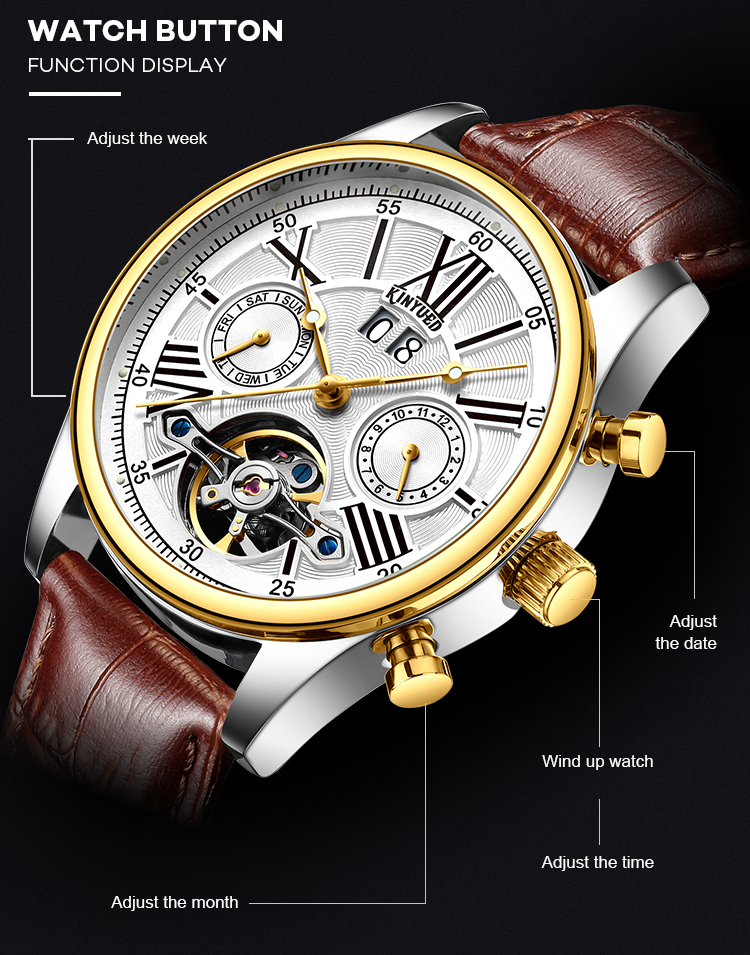 Brand KINYUED 3 ATM Watch Manufacture Luxury automatic mechanical automatic mechanical men watch