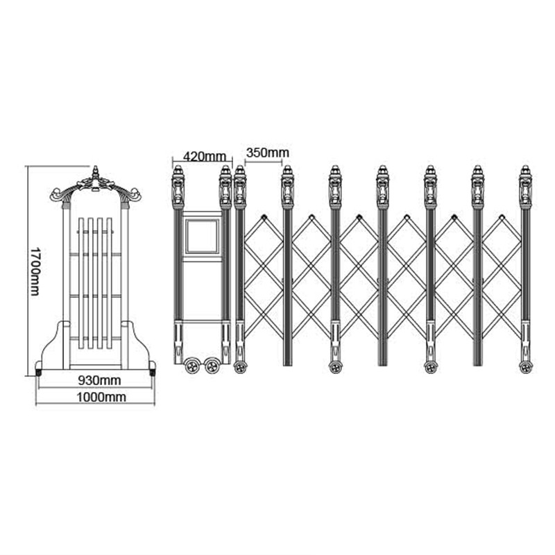35p/m Electric Retractable Door Stainless Steel 201 Foldable Electronic Sliding Gate