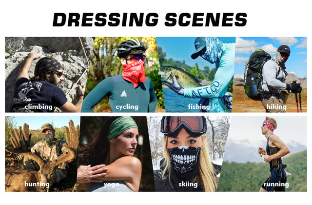 Breathable Outdoor Sport Multifunctional Face Covering Mask And Bandanas Custom Printed