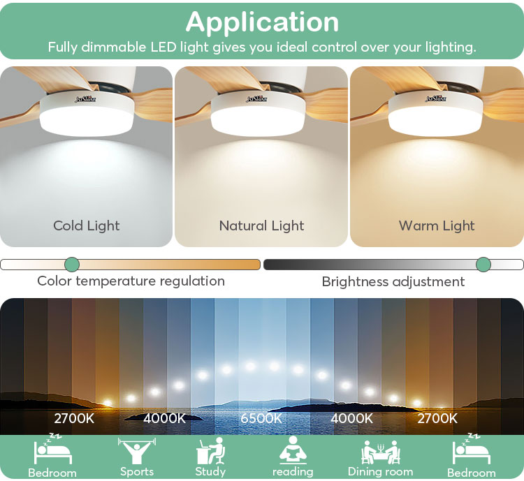 Customizable Lighting 52-inch Flush Mount Ceiling Fan with Remote and 3 Color LED Light