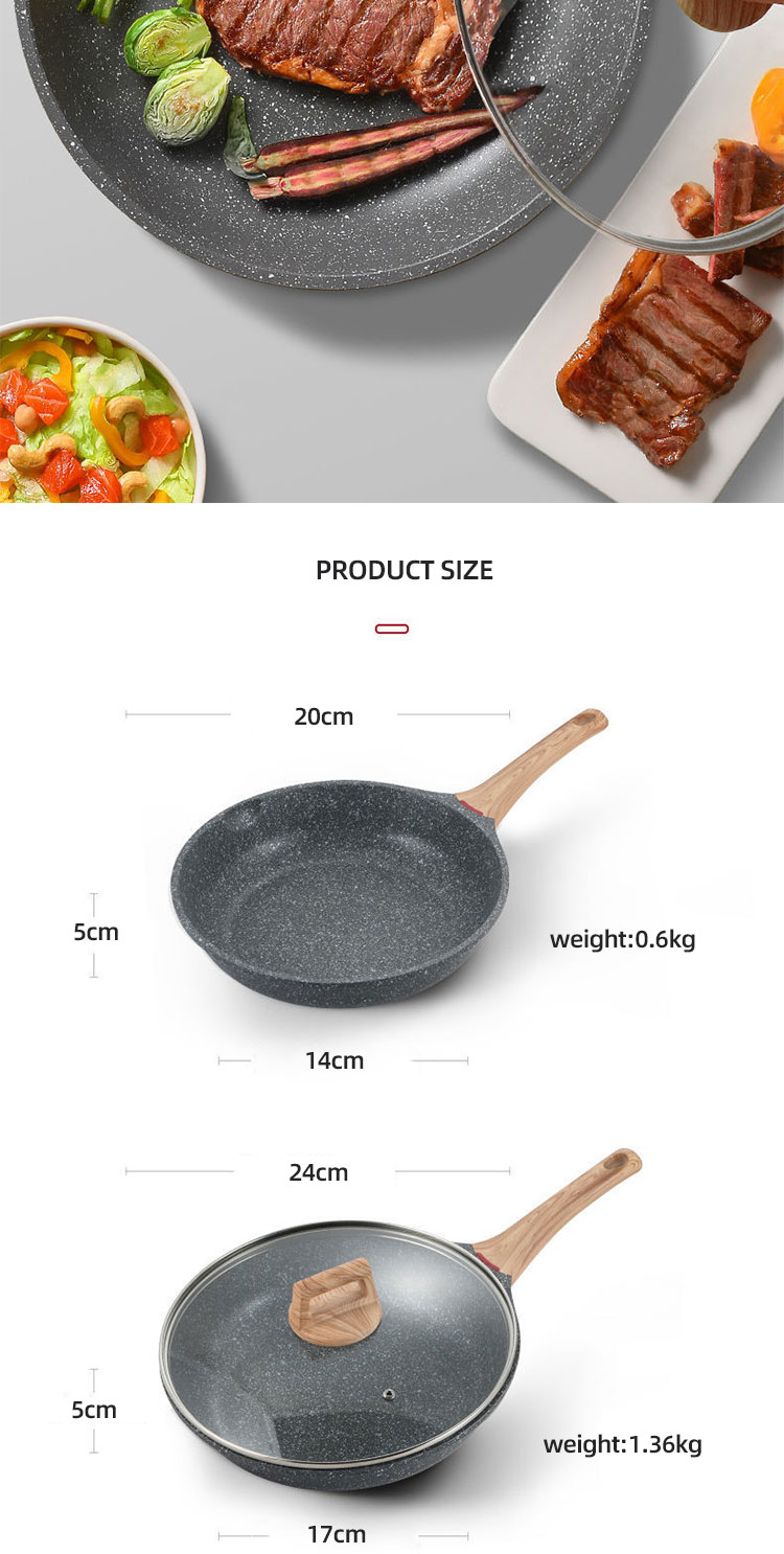 Good Quality Nonstick Frying Pan Skillet Swiss Granite Coating Omelette Pan Healthy Stone Cookware Chef's Pan