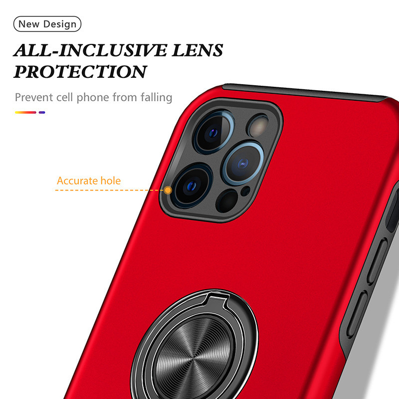 Dual Layers Finger Grip Phone Case Foldable Kickstand Camera Lens Protection For Car Mount