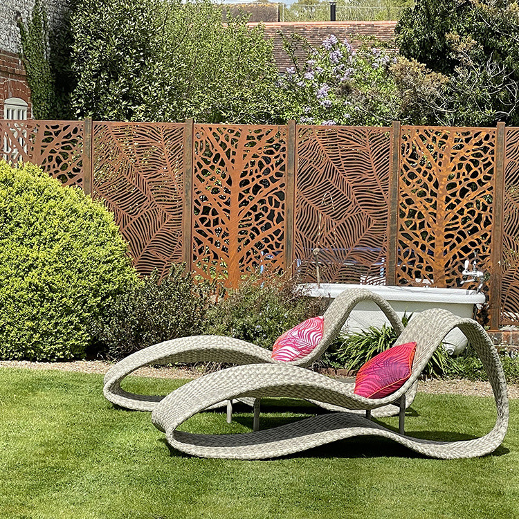 Corten Steel Privacy Art Screen for Outdoor