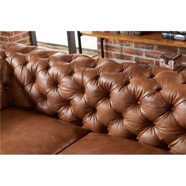 Light Luxury Europe Leather Chesterfield Sofa / Two Seater Leather Couch
