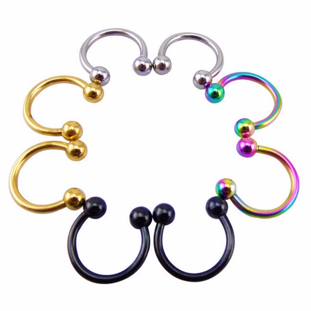 Steel Circular Barbell Nostril Nose Ring Piercing Ball Horseshoe Rings Horseshoe Earring Cartilage Earring Sexy