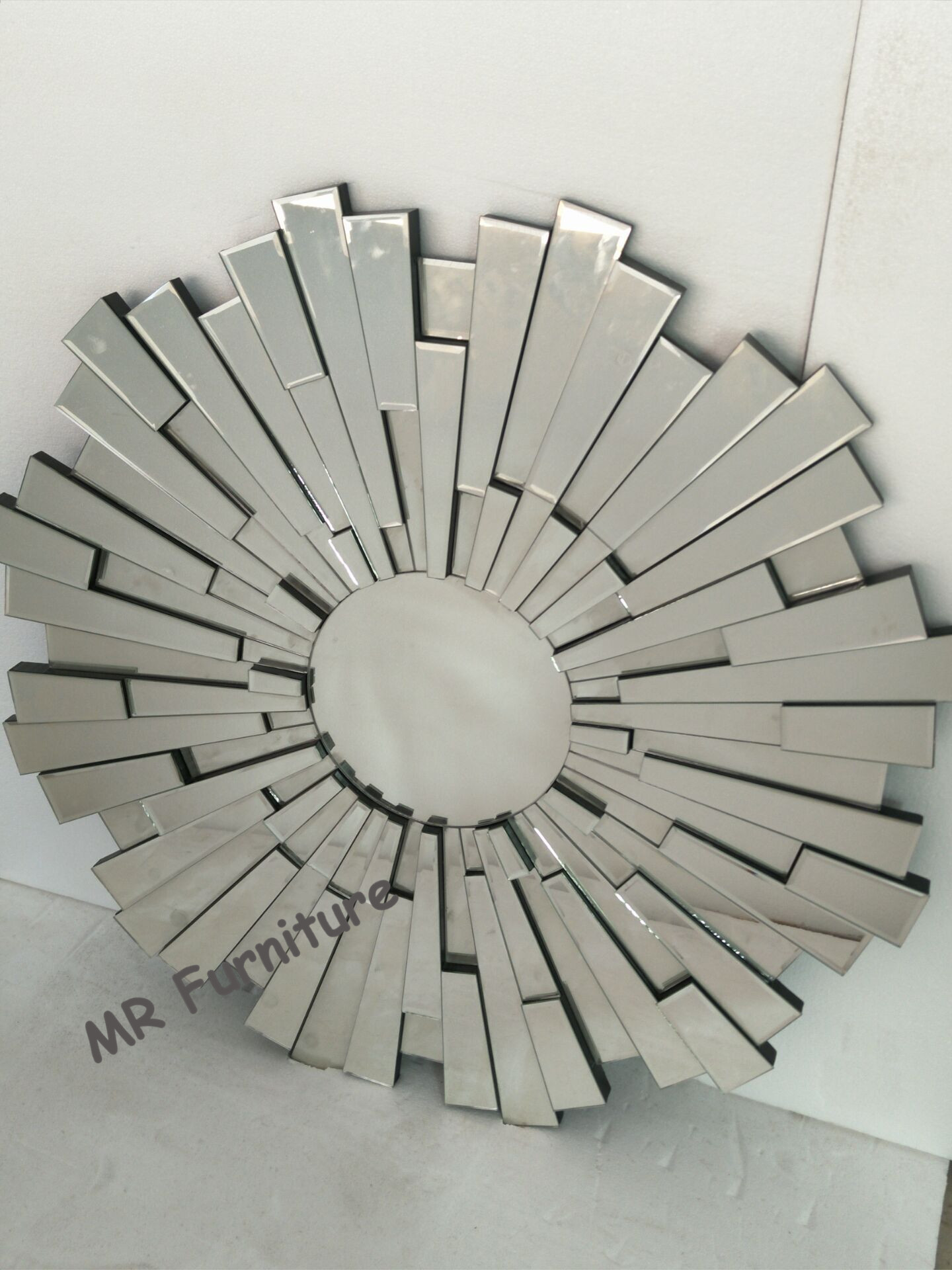 Sunburst Design 3D Wall Mirror For Hotel Decoration Full Glass Mirror
