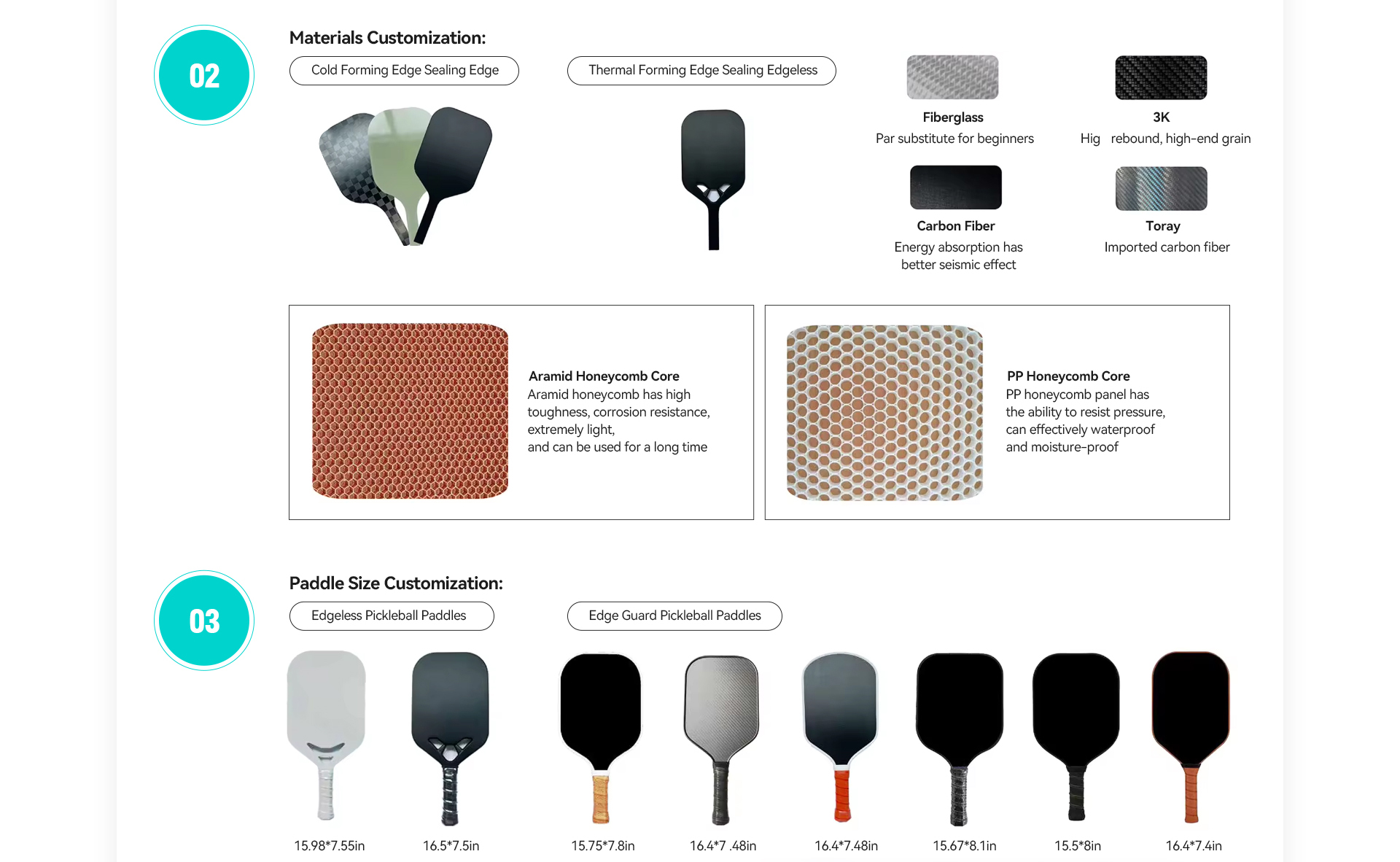40*20*1.4 cm Length Custom LOGO Carbon Fiber Pickleball Paddle Set with USAPA PP Core