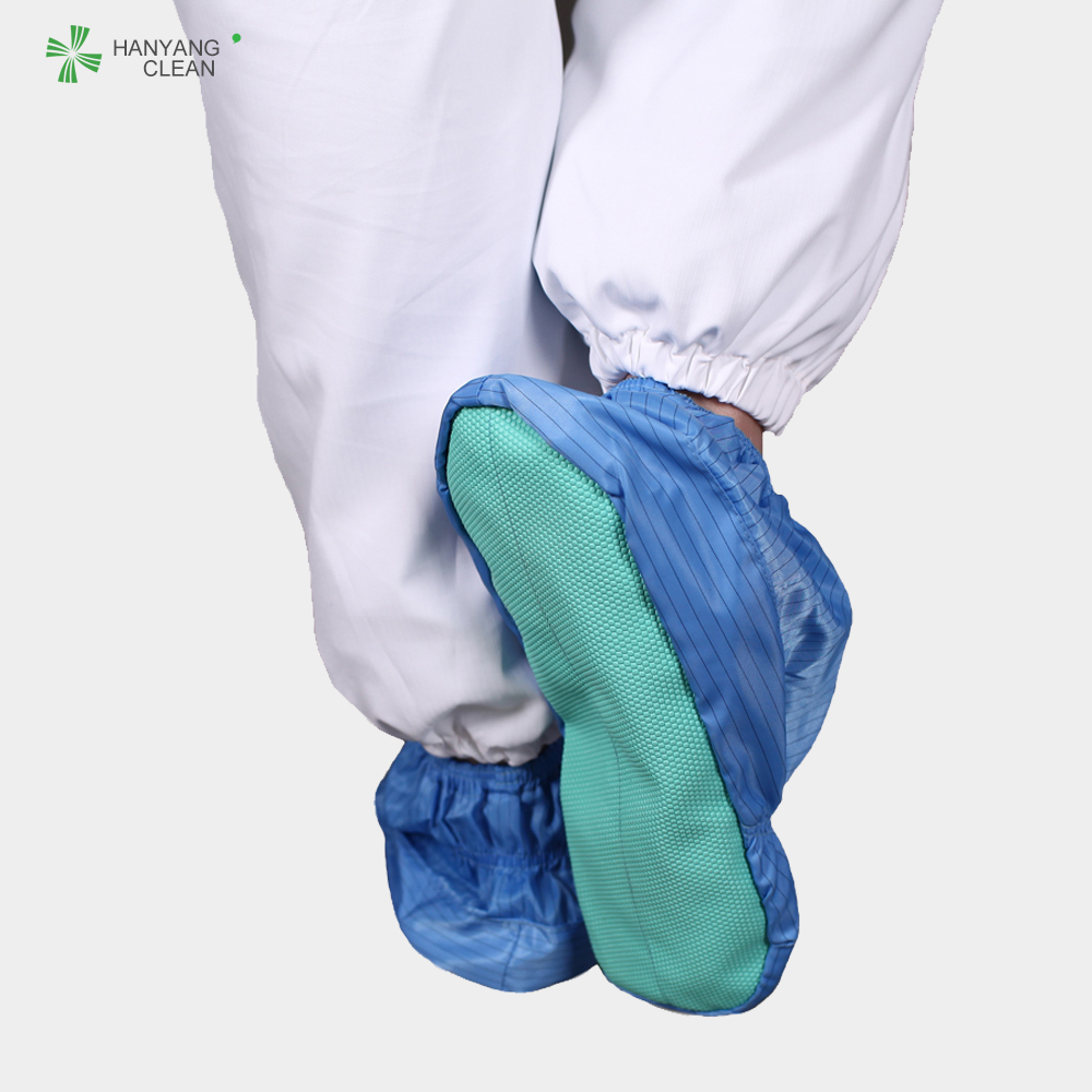 Pharmaceutical clean room reusable and washable blue stripe shoes soft sole antistatic ESD shoe covers