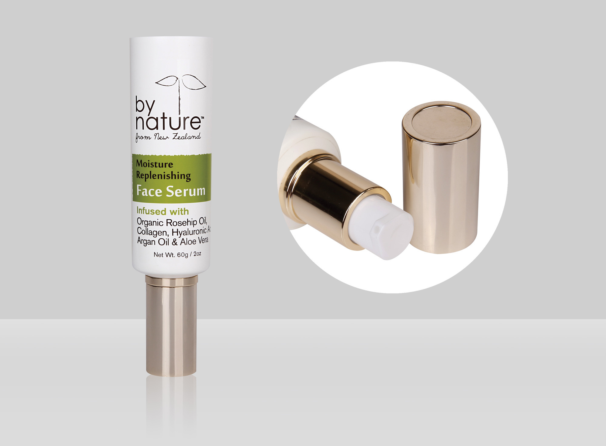 35-180ml White PE Airless Tube Cosmetic Custom Face Lotion Serum