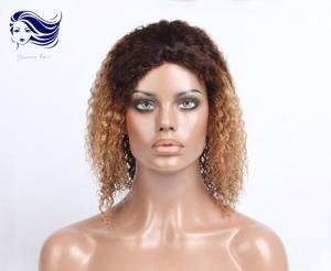 China Curly Human Hair Front Lace Wigs Short Human Hair Wigs Ombre Color wholesale