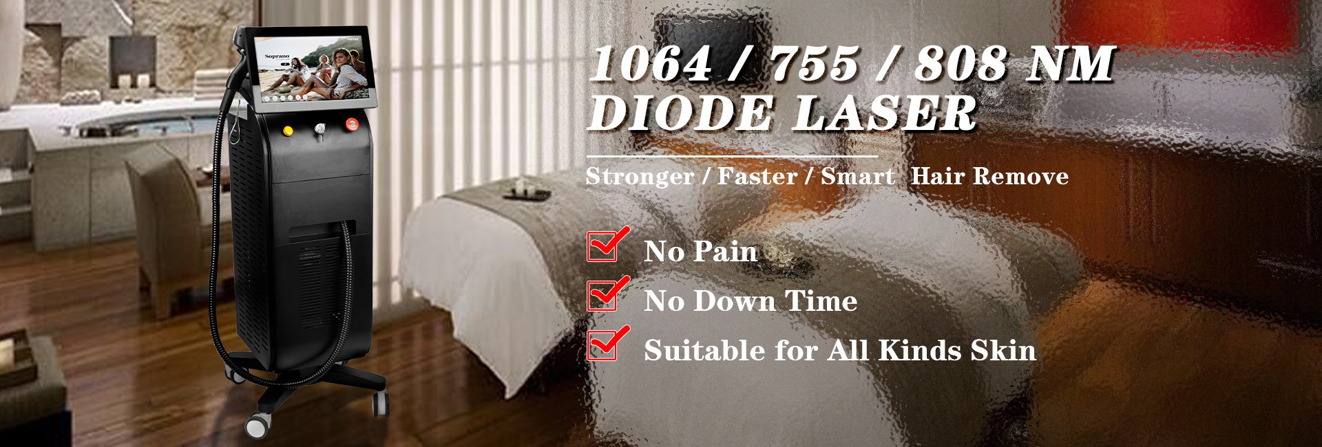 755 808 1064Nm Diode Laser Hair Removal Machine Big Spot Multi Language