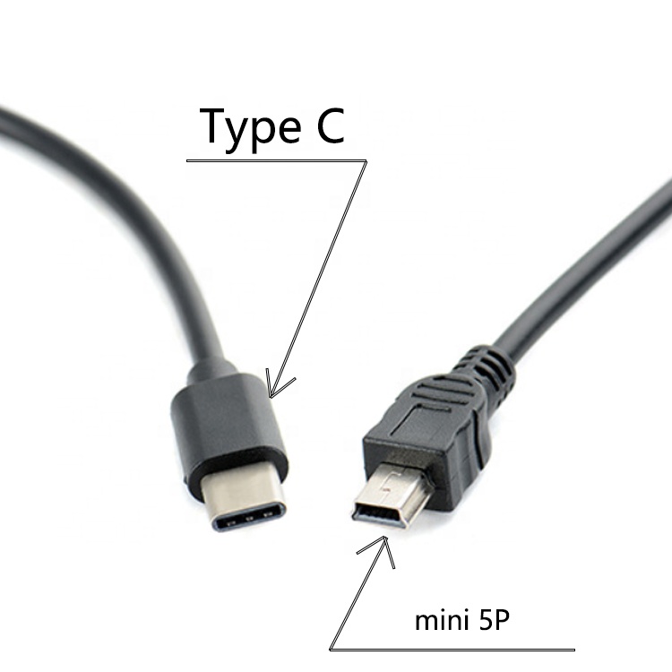 Data Charging USB Type C to Mini B 5 Pin USB OTG Cable for Camera