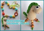 wood bead pacifier clip, non-toxic, baby shower gift, dummy holder, amigurumi
