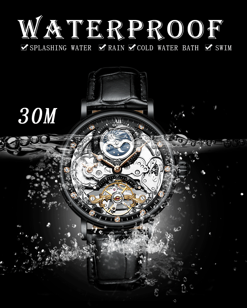 KINYUED New design Multifunctional mechanical watch Tourbillon mechanical movement
