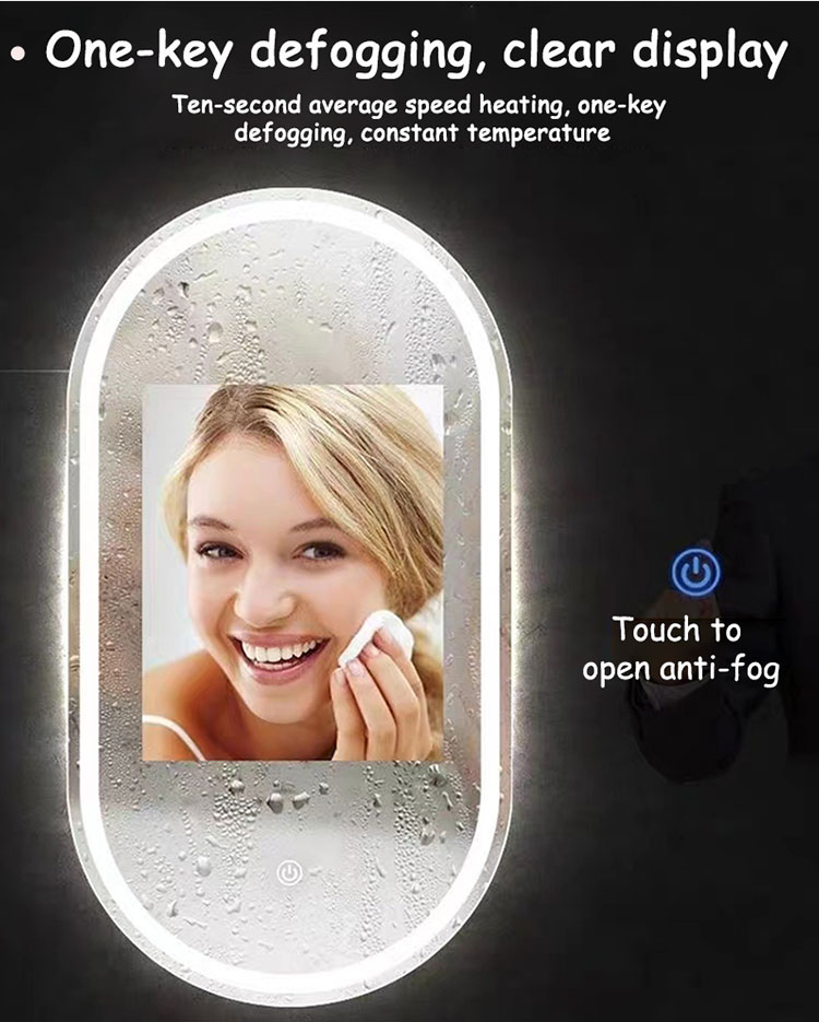 Hotel Home Bathroom Decoration LED Lighted Triple Color Lights Waterproof Vanity Mirror