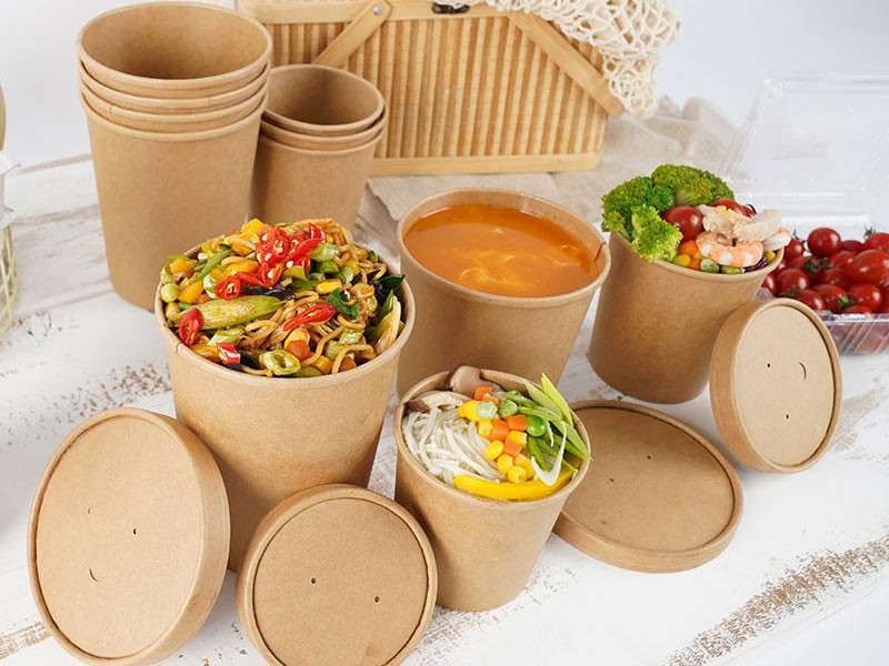 Take Away 32 Oz Bamboo Pulp Biodegradable Soup Cups With Lids