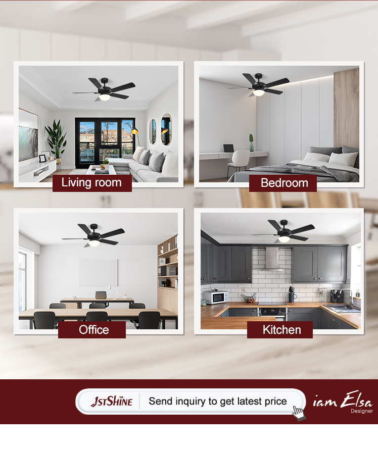 Remote Control LED Ceiling Fan with Black MDF Blades and Energy-Saving LED Lighting