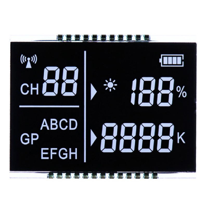 Customized 7-Segment LCD Display Ozone anion disinfection machine, fresh air controller, VA black background LCD